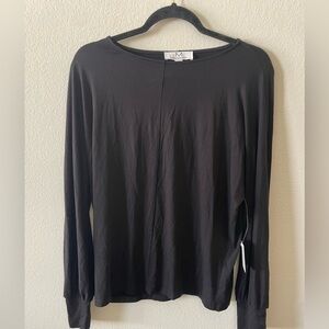 Magaschoni black long sleeve viscose spandex blended shirt